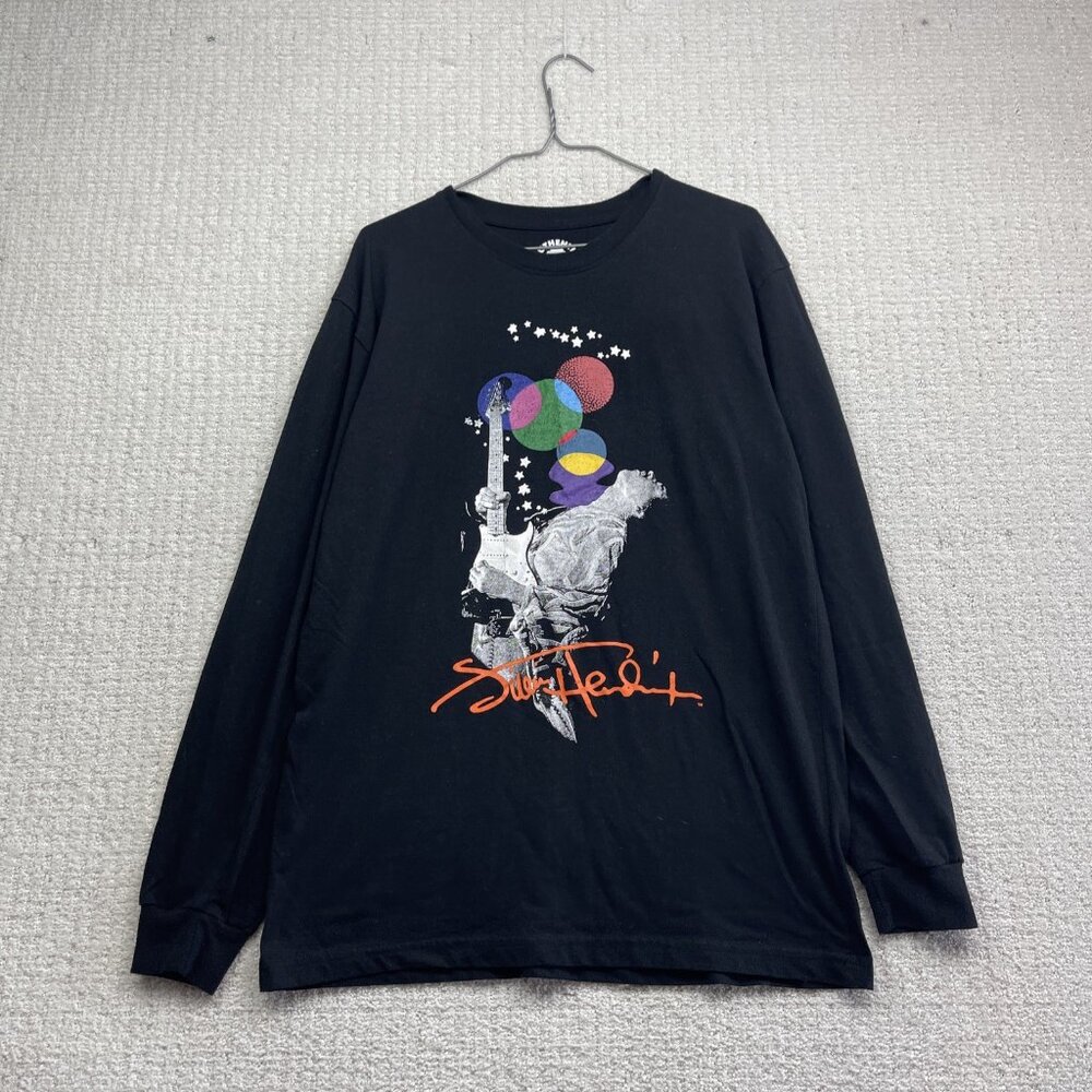 Jimi Hendrix Retro Black T-Shirt Long Sleeve Graphic Men Sz L Music merch Tee